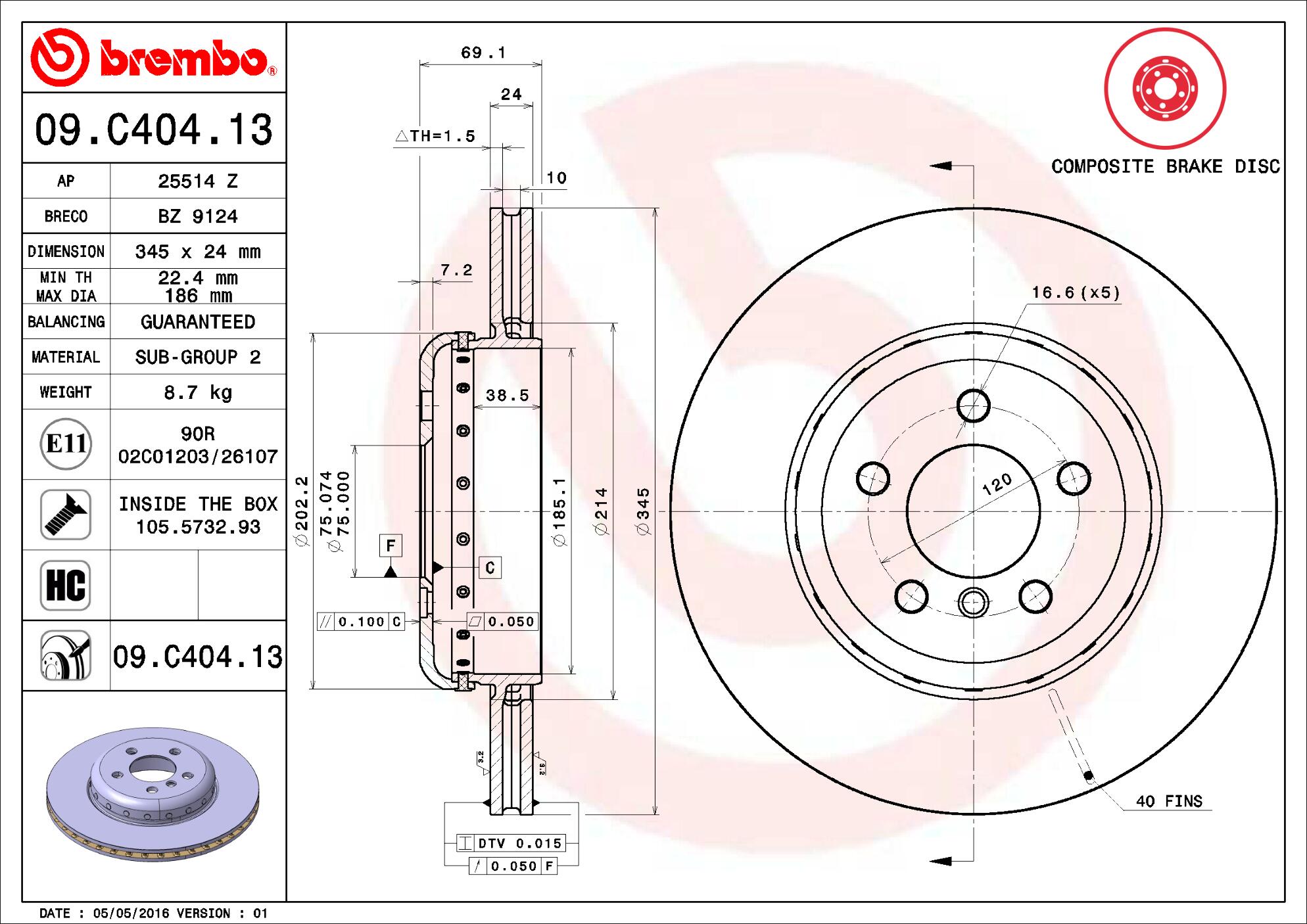 BMW Brembo Disc Brake Rotor - Rear (345mm) 34216775289